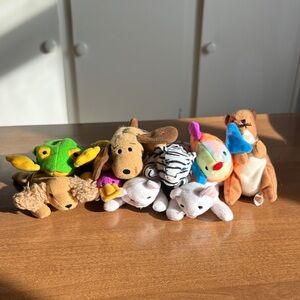 Vintage Y2K Ty Mini Beanie Babies Animal Plush Toy Set